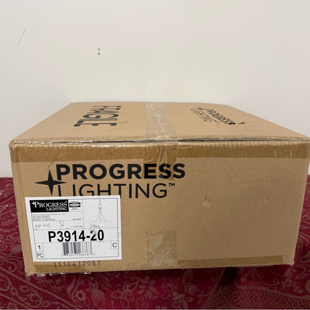 Lighting P3914-20 Gather Two-Light Foyer Pendant in an antique bronze finish